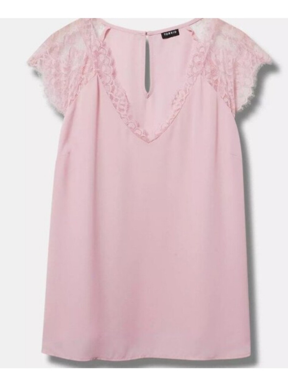 Torrid Georgette Lace Trim Short Sleeve Blouse